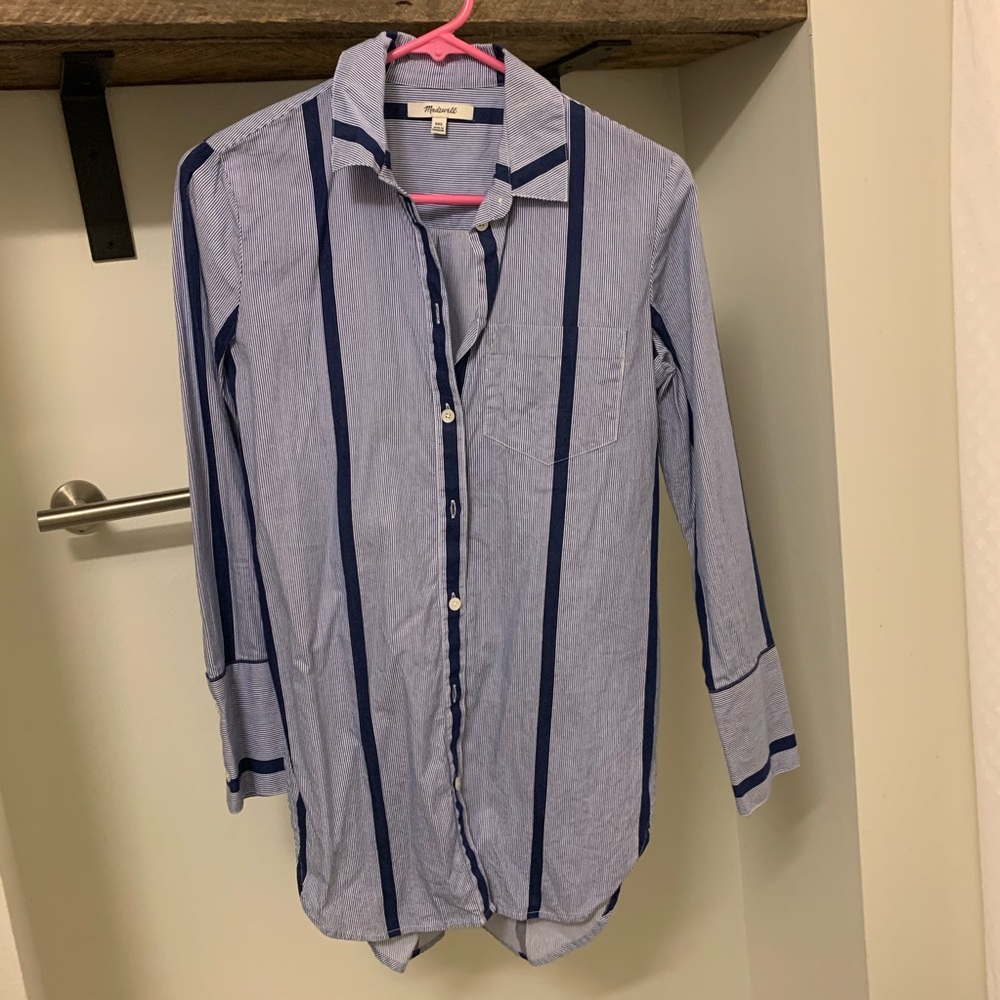Madewell Striped Tunic Collared Button Shirt - image 3